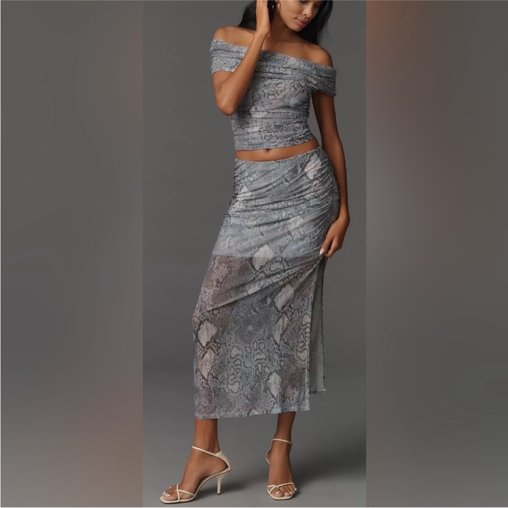 Anthropologie Maeve Aleda mesh snake print maxi skirt🐍